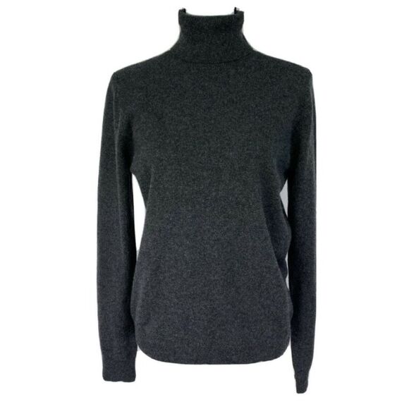 Uniqlo 100% Cashmere Long Sleeve Sweater Turtleneck Classic Dark Gray Size small - Picture 1 of 6
